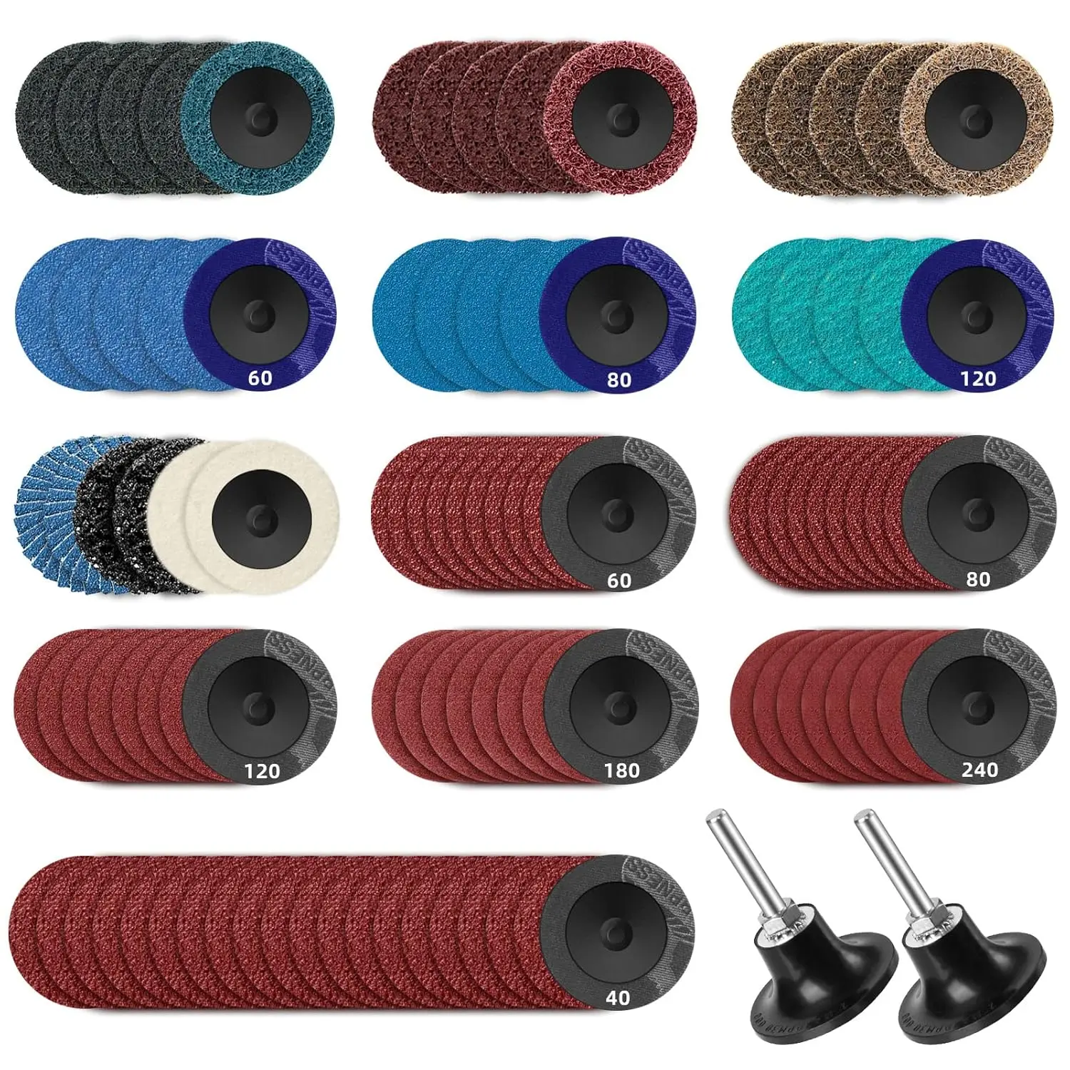 108-pieces Sanding Discs Set, 2 inch Discs with 1/4 inch Holder, Surface Conditioning Disc for Die Grinder Surface Prep Strip Grind Polish Burr Finish Rust Paint Removal