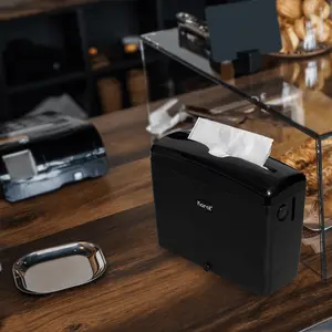 Tall Fold Napkin Dispenser, Tabletop/Suction, Black - 1 unit