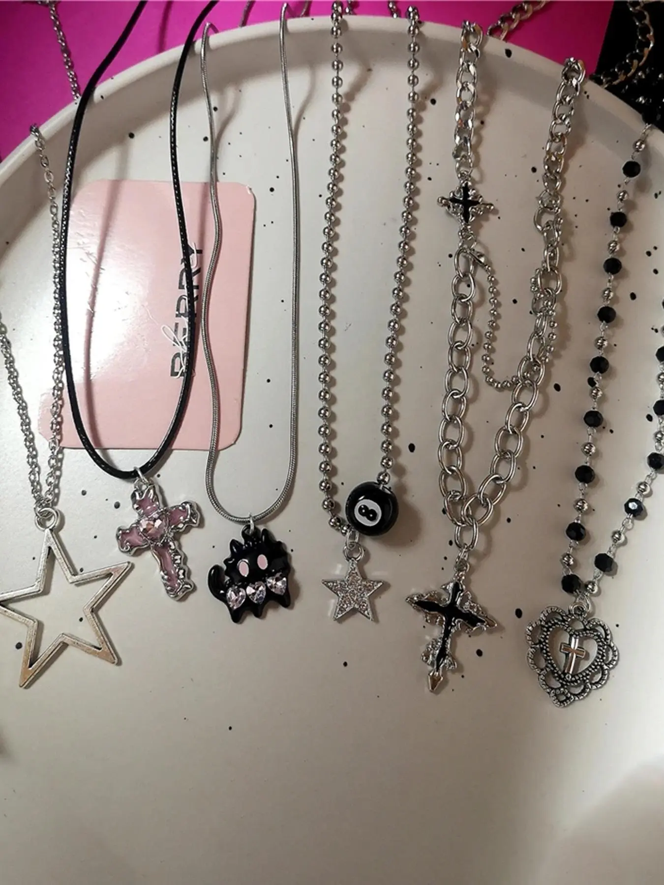 Punk Style Cross & Star & Heart Alloy Pendant Necklace, Fashion Pendants, Fashion Jewelry for Party, Daily Clothing Decor, Trendy All-match & Exquisite Jewelry for Birthday Gift