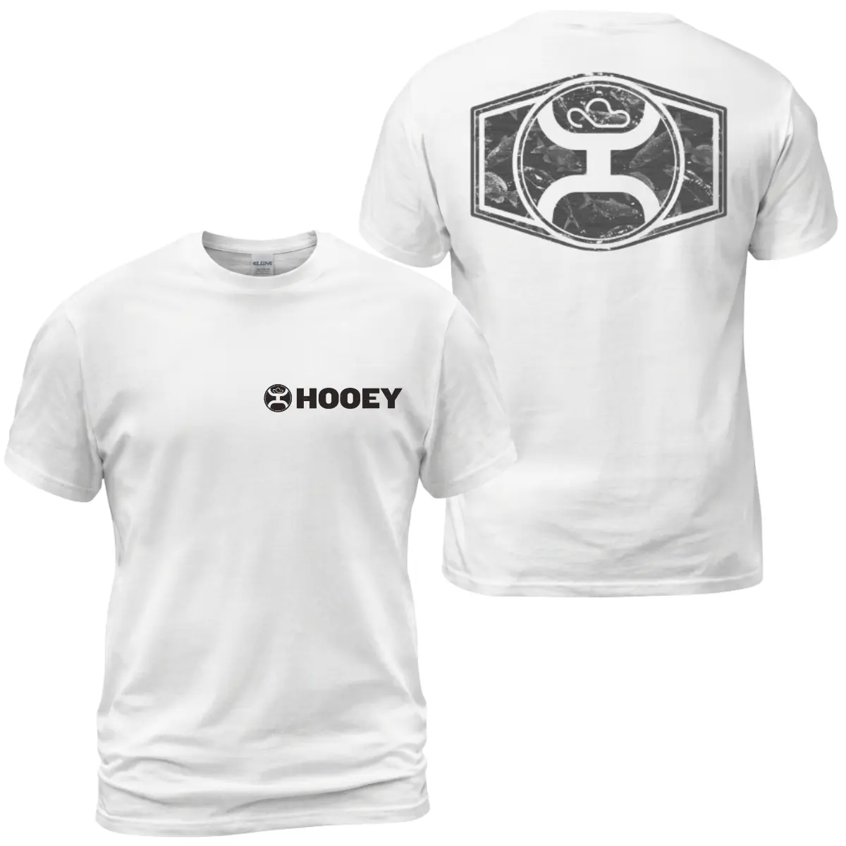 Hooey Black Logo T-Shirt, Western Ranch Graphic Tee With Front Chest Hooey Wordmark And Distressed Back Emblem, Rodeo Cowboy Casual Shirt Gift For Men and Women.