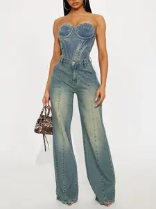 High Value Wide Leg Trouser Jeans - Vintage Wash