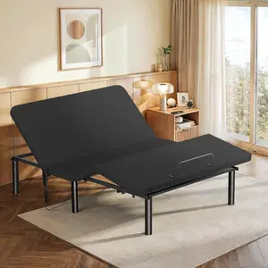Amada Homefurnishing Adjustable Bed Frame Queen, Independent Head and Foot Incline, Quiet Motor, 750 lbs Capacity, Adjustable Bed with Wired Remote Control, 4 Bed Height Options, Tool-Free Setup