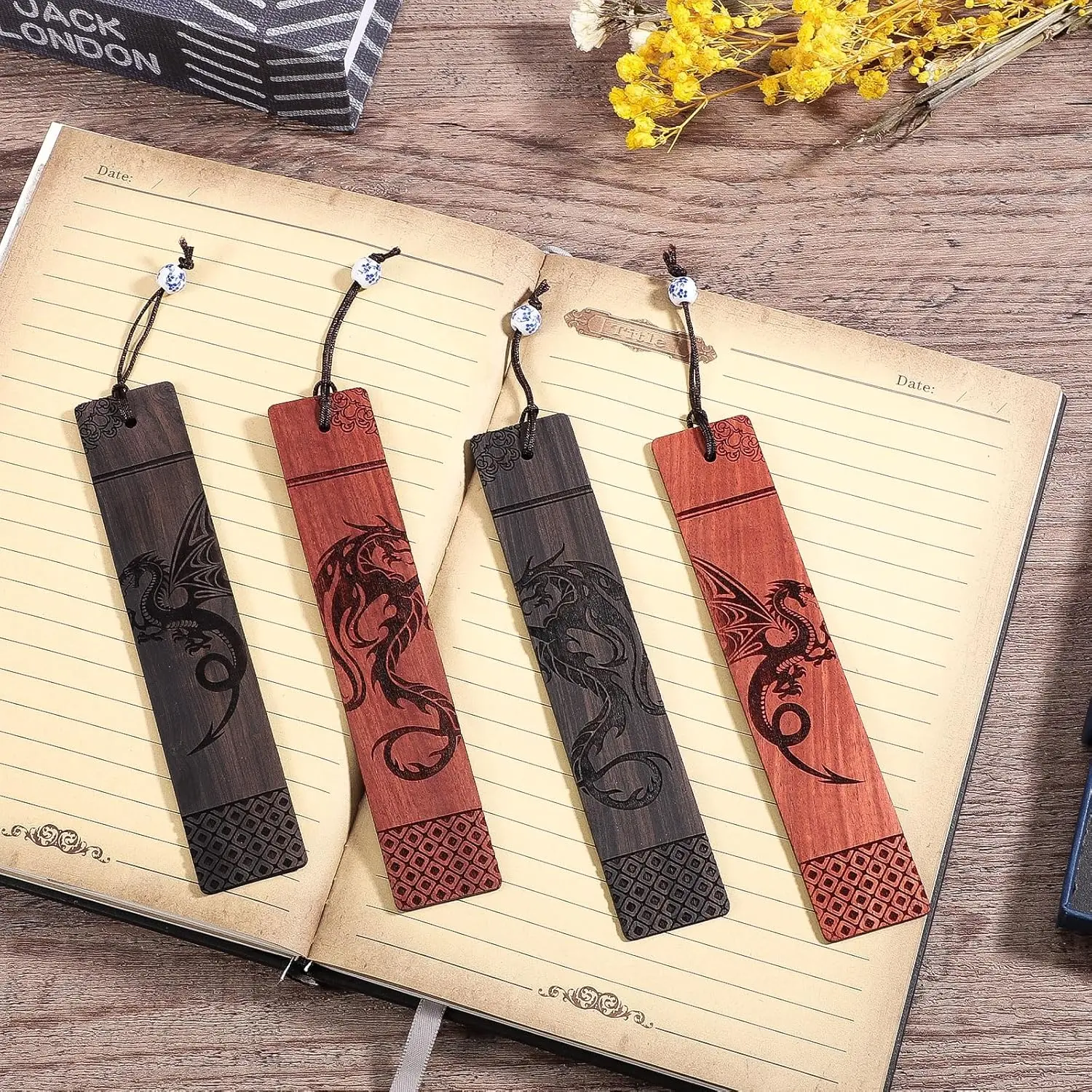 4 Pack A dragon shaped bookmark gift, humorous bookmark, cool and fashionable bookmark, suitable as a reading marker for adults and teenagers, suitable as a fantasy gift for New Year, New Year and birthdays 5.5 x 1.1in - Home Improvement.