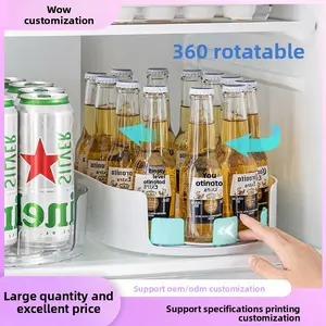 Kitchen Rotating Storage Rack for Drinks Multi - purpose Fridge Rotation Tray Detachable Washable Desktop Bottle Organizer
