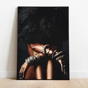Vintage Black Woman Graphic Art Photo Paper Print Wall Decor - Tape-Mounted, Multi-Size Inspirational Home Decor Poster for Room Decoration, Vintage Art-Infused Home Supply