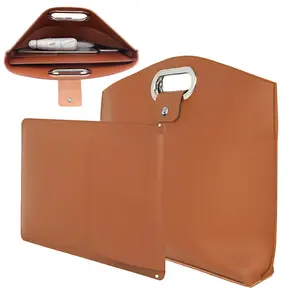 KOMOX 2PCS Laptop Bag for Women,handbag, Waterproof Leather 14-16In for Laptops and iPad Cases, Work Tote Bag Briefcase laptop purse,Brown/Black