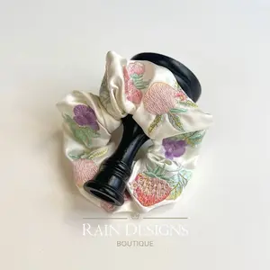 Fruit Embroidery Scrunchie