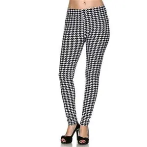 Leggings - black/white houndstooth - polyester/spandex