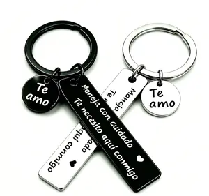 HOLDNEAR "Maneja Con Cuidado" Drive Safe Keychain for Men Sweet Couples Gift Anniversary Birthday Present for Him