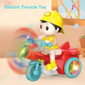 Cool Interactive Electric Tricycle Musical Stunt Toy, Sound Toys for Kids, Colorful Rotating Light and Sensor Toys, Best Gift for Birthday