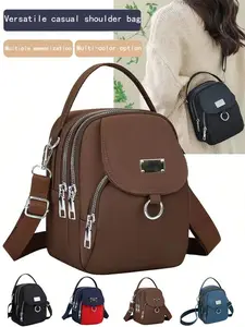 Women's Elegant Backpack, Compact University & Travel Bag, Adjustable Straps, Multi-Layer Design, Hardware, Lightweight Polyester, Casual Lightweight Backpack, Travel Backpacks, Traveler Essentials Backpack, Portable Lightweight Backpack