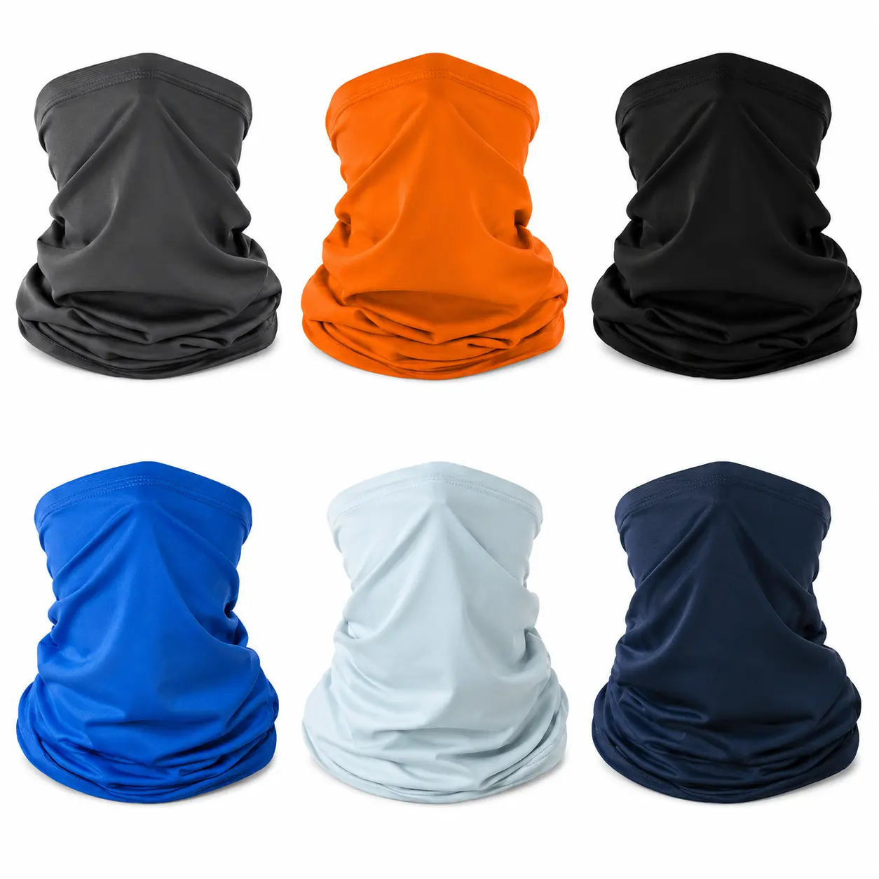 6 Pack Breathable Neck Gaiter Face Cover, Lightweight Balaclava Bandana UV Sun Protection Headwear for Men Women Outdoor Sports Cycling Hiking Fishing Protective Gear Athletic Face Masks