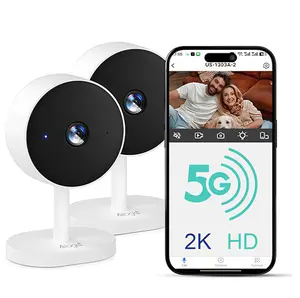 Alaga AI 2K QHD MINI 2.4G/5G WiFi Camera - 2-Pack with Night Vision Human/Pet Alerts Dual-Band WiFi, 3-Year Warranty - Remote