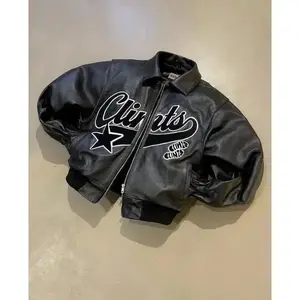 Jackets Y2K Coats Mens Hip Hop Leather Retro Embroidery Jacket Motorcycle Wear Leather Zipper Jacket Coat Streetwear