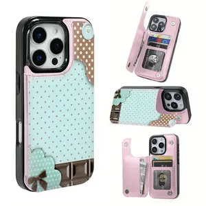 Phone Case: Clever polka dot pattern, this practical TPU phone case is designed with pattern, equipped with card slot and multi-function functions, such as storing bank cards and bus cards. Suitable for iPhone 16 Pro Max, 16, 15 Pro, 14 PLUS, 13, 1