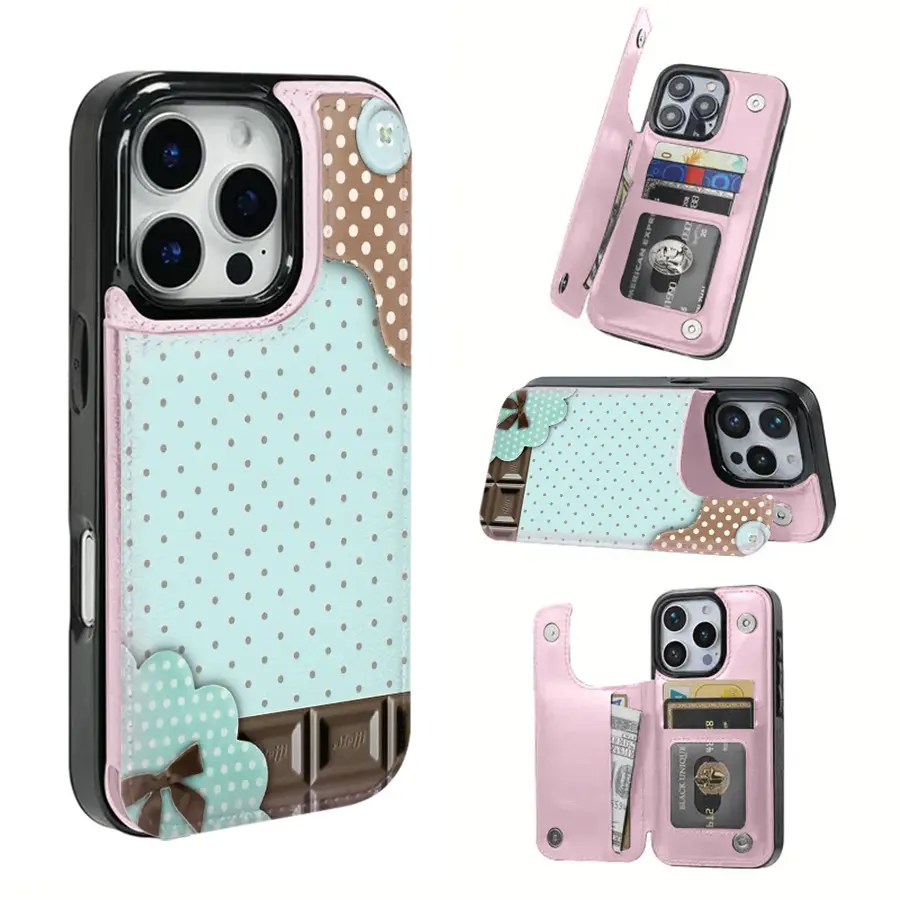 Phone Case: Clever polka dot pattern, this practical TPU phone case is designed with pattern, equipped with card slot and multi-function functions, such as storing bank cards and bus cards. Suitable for iPhone 16 Pro Max, 16, 15 Pro, 14 PLUS, 13, 1