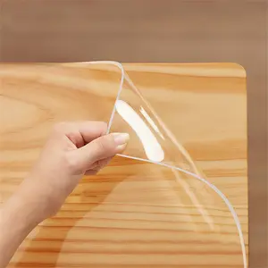 Multisize 1.5mm Thick Clear PVC Table Cover Protector - Water Resistant Plastic Rectangular Vinyl Non-Slip Desk Pad for Coffee Table/Writing Desk
