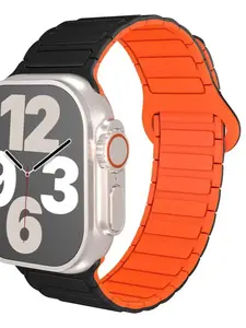 Magnetic Silicone Apple Watch Band, Dual Color Strap for Iwatch Series 5-8 Se Ultra, Perfect Gift for Boys & Girls, Durable Fashion Accessory