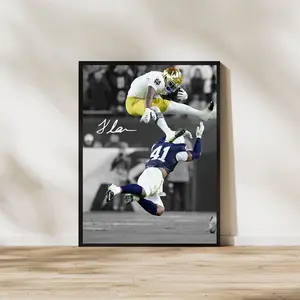 Jeremiyah Love Art Print Notre Dame Fighting Irish Football Poster, Football Wall Decor Sports Fan Gift, for Sports Fans & Home Office Display, Poster Football Gifts - Unframed