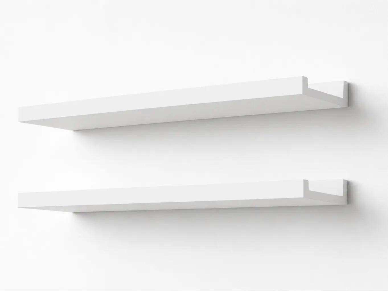 Set of 2, White Floating Shelves for Wall Decor, Wall Mounted Wood Storage Shelf Nursery Display Picture Ledge Shelf with White