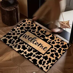 Cowhide Patterned Doormat, Stylish Brown Color, with Silicone Resin Backing for Non-Slip, Entrance Mat, Bathroom Foot Mat, Toilet Anti-Slip Mat, Hallway Doormat, Non-Slip And Machine Washable