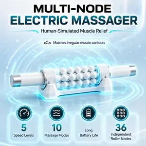 【GENKI MAX】5-Speed 2-Mode Electric Rolling Massager, Lymphatic Drainage Massager, Muscle Recovery Fascia Roller, Back Massage Roller, for Arms, Legs, Back, Feet, Relieves Lymphedema & Lipedema