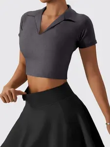 Polo Collar Short Sleeved Top, Slim Fit Design for Casual Outings, Breathable and Comfortable for Everyday Wear