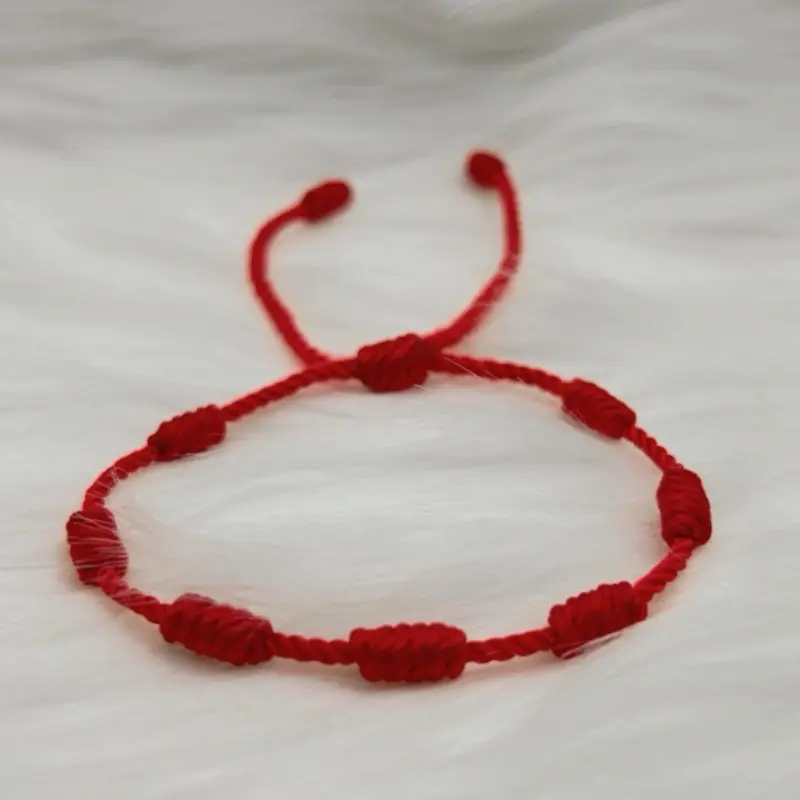 Braided Red String Bracelet with 7 Protection Knots for Men & Women, Elegant Casual Everyday Fashion Jewelry, Braided Bracelet