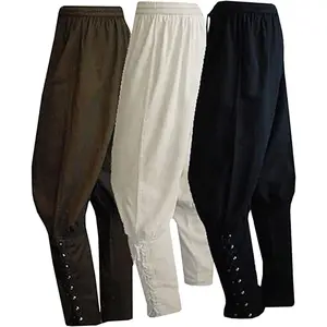 Men's Ankle Banded Pants Medieval Viking Navigator Pirate Costume Trousers Renaissance Gothic PantsGift