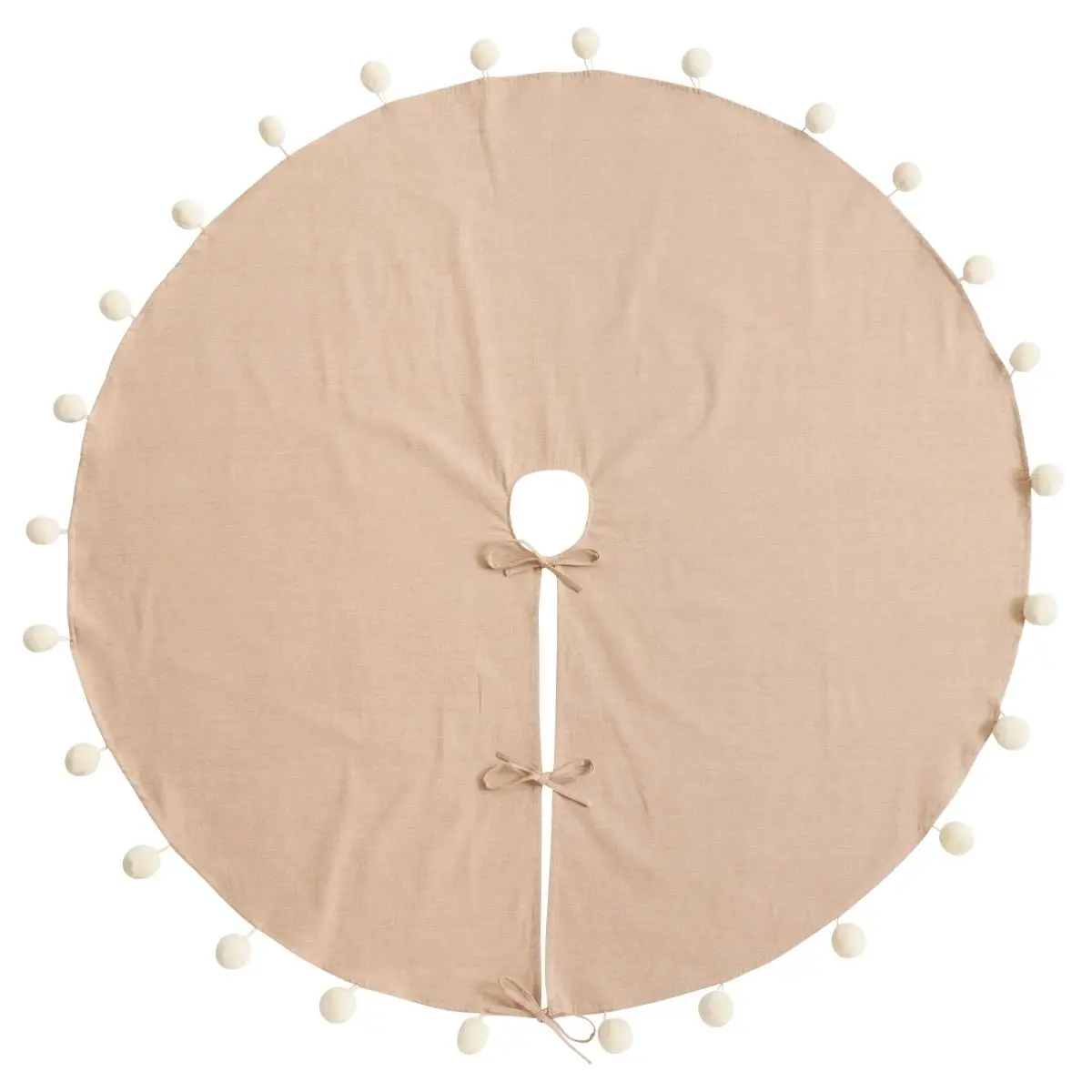 212 MAIN 72 in. Round Solid Natural Pom Pom 100% Cotton Christmas Tree Skirt - Sturdy, Long Lasting Home Supplies, Decorative Festive Holiday Decoration That Protects Floors, Spot Cleanable Supply