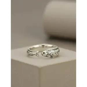 Vintage Fish Opening Adjustable Ring, Fashion Ring, Simple Design Unisex Jewelry for Daily Wear, Perfect Gift for Parties and Special Occasions, Vintage Rings Jewelry