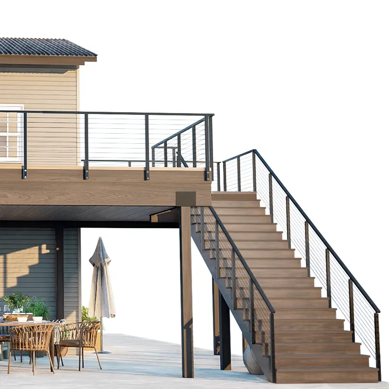 Custom Exterior Railing Design Drawings – Stylish & Unobstructed Outdoor Railing for Steps outdoor space