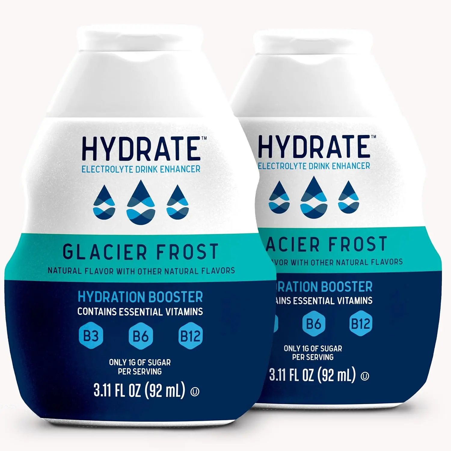 hydrate Electrolyte Liquid Drink Enhancer Drops, Low Sugar, Low Calorie, Natural Flavor Hydration Mix with Essential Vitamins B3 B6 B12 (6.22 Fl Oz (Pack of2), Mixed Berry)