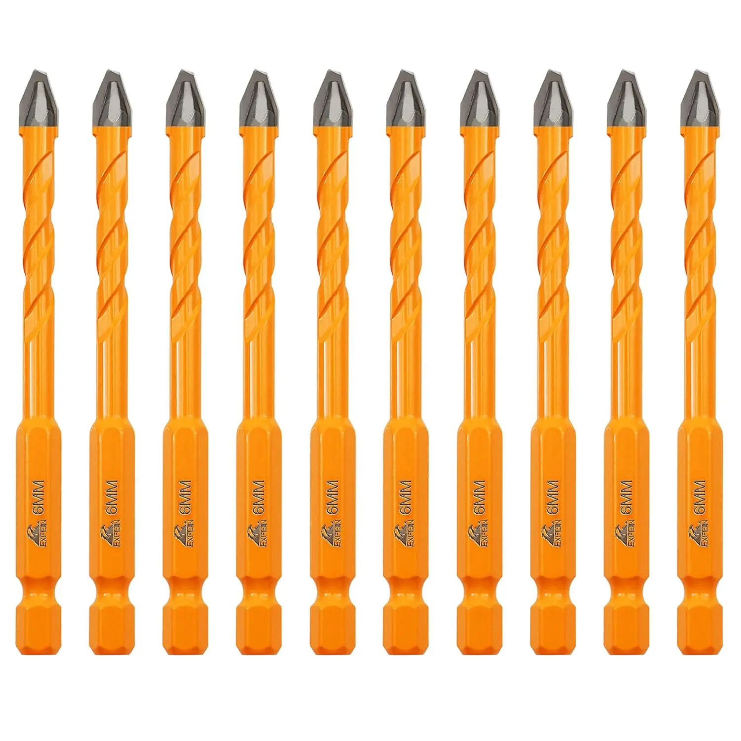 Carbide Drill Bits 6mm 10 count for Drilling Ceramic Porcelain Tile Marble Granite Masonry