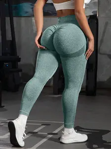 Women's Plus Size High Elasticity Yoga Pants, Four-Way Stretch High Waisted Seamless Leggings, Casual Solid Color Workout Bottoms, Gym Workout Leggings, Yoga Activewear, Yoga Clothes