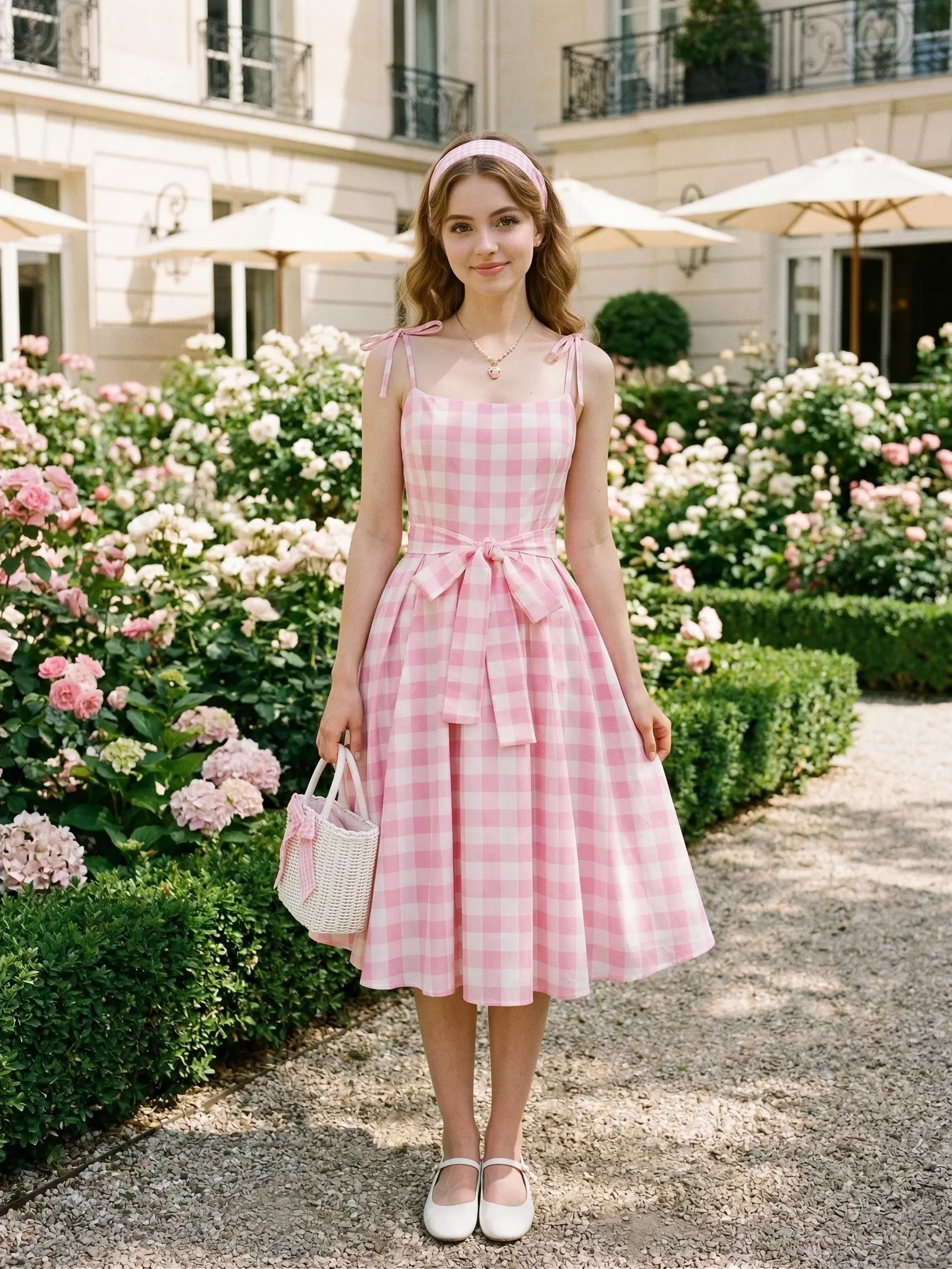 RETRO STAGE Women's Pink Gingham 1950s A-Line Swing Sundress with Spaghetti Straps, Girly Finds for Casual Everyday Wear, Princess Aesthetic, Casual Boho Sundress, Casual Comfy Chic