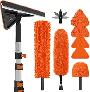 26FT Reach Duster Cleaner Kit, Dusters for Cleaning with Extension Pole, Baseboard & Wall and Window Cleaner Mop for Fan Blades, High Ceiling and Cobweb