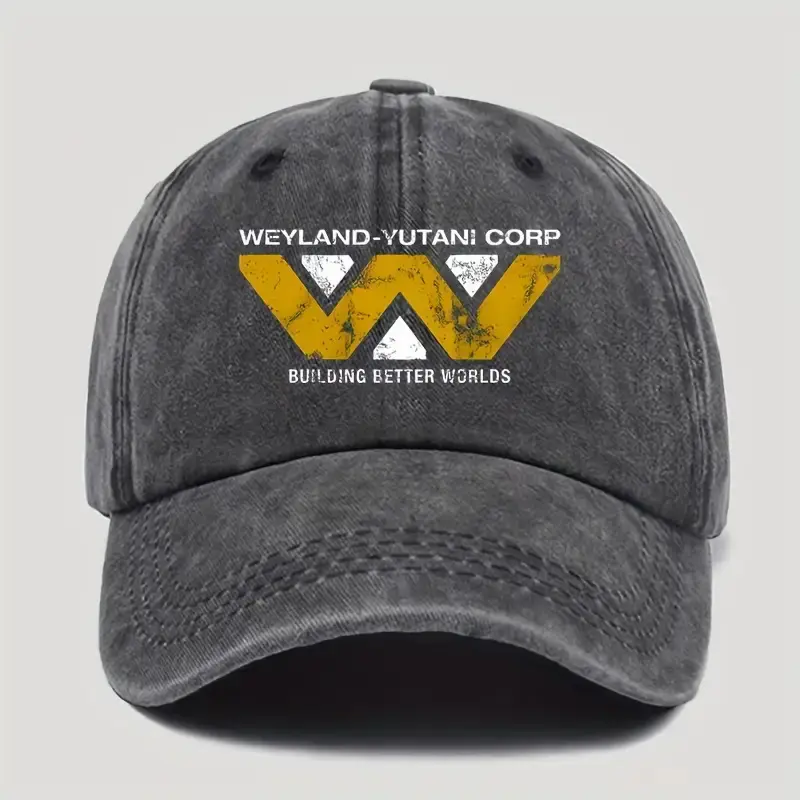Weyland-Yutani Corp Unisex Classic Cotton Baseball Cap - Lightweight Plain Single Layer Washed Denim, Sturdy, Sporty Chic, All-Season, Hat Style, Outdoor, Sweat-Absorbing, Breathable Holes, Adjustable Metal Buckle, Curved Brim, Daily Outings Cap