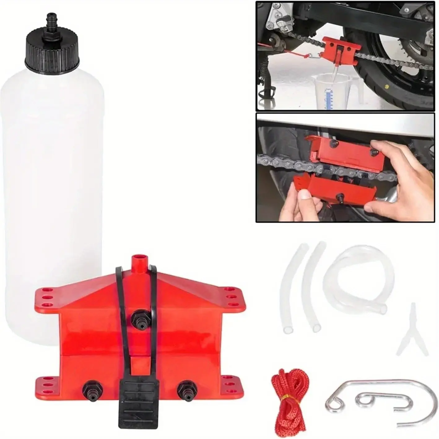 Motorcycle and Bicycle Bike Chain Cleaning and Lubrication Kit - Durable 1 Tool Set for Street-Touring Motorcycles - Includes Chain Cleaner, Brush, Gear Cleaning Tool, and Lubrication Device, Maintenance
