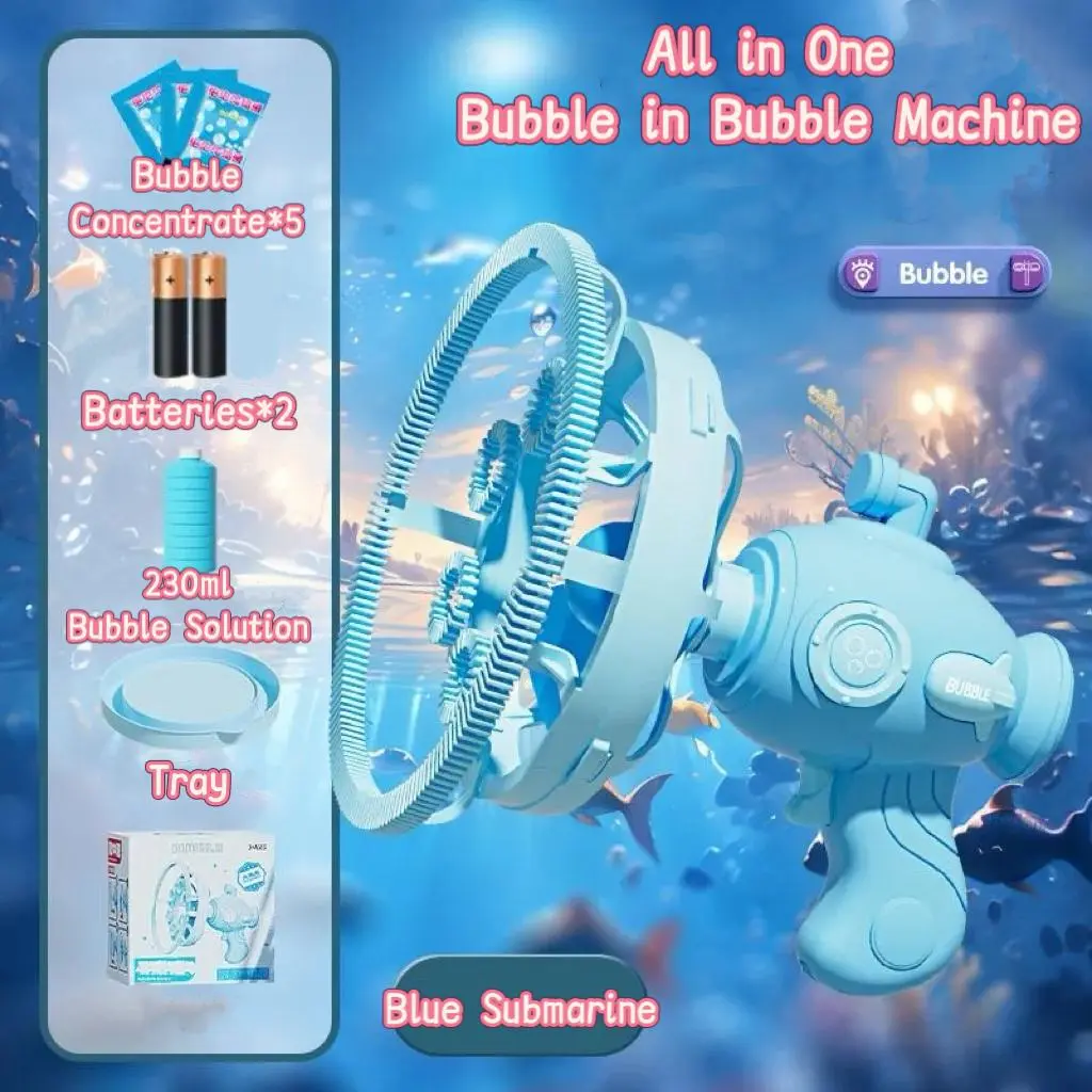 Creative Bubble in Bubble Machine,Bubble Toy,Kids Submarine Style Bubble Machine Kit,Unique Bubble Effect, Ideal Toy & Gift for Little Ones,Handheld Bubble Blaster for Birthday & Holiday Gifts,Portable Submarine Bubble Blaster Set Summer Sale