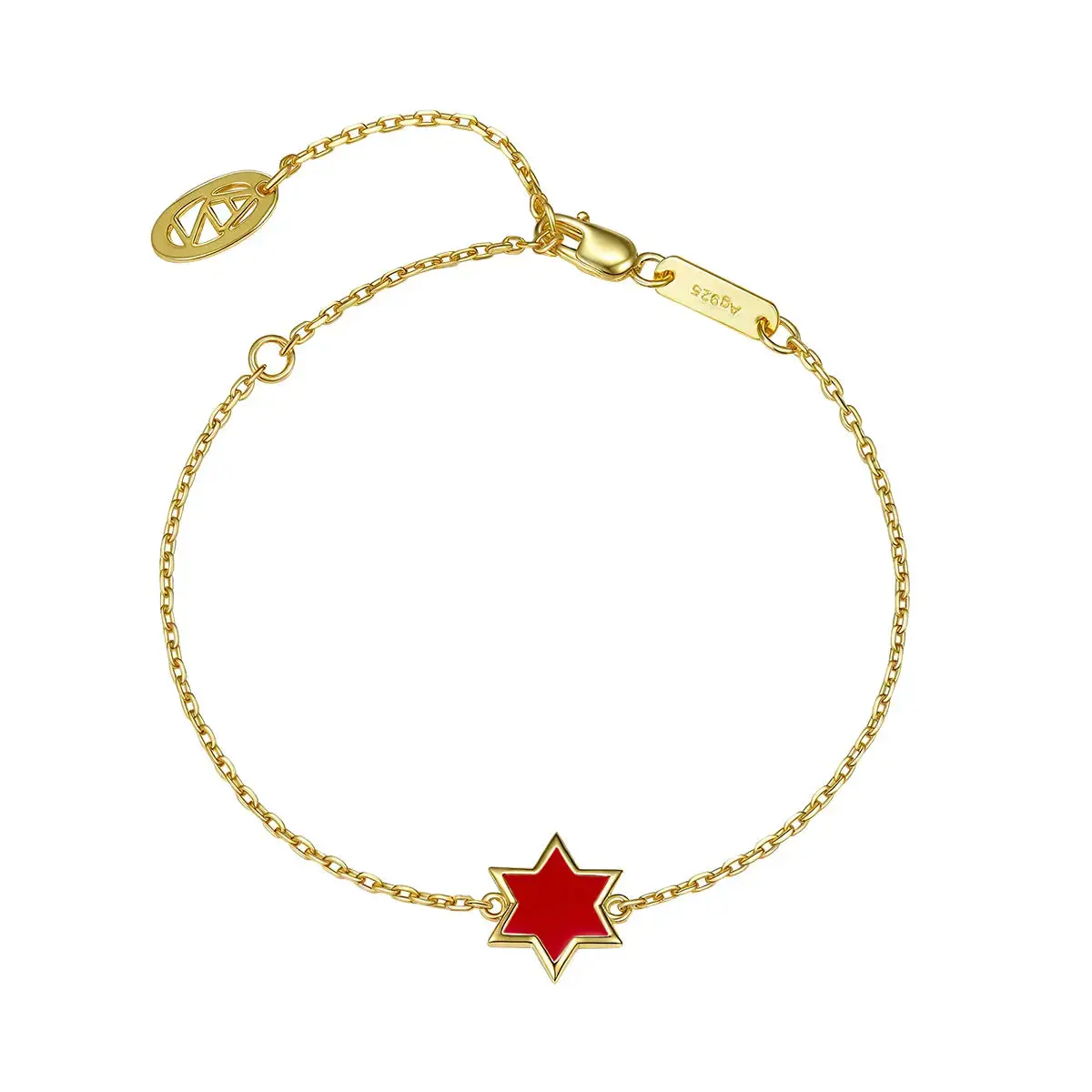 Petit Star of David Bracelet in Red