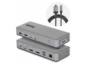StarTech Dual-Monitor USB-C Docking Station DisplayPort 4K 60Hz 100W Laptop Charging 1GbE Driverless Multi-Monitor Dock 201NUSBCDOCK