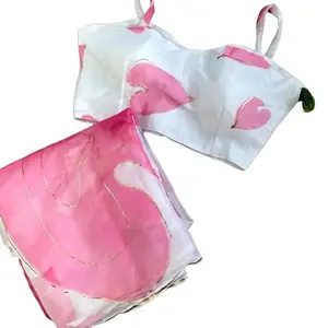 Organza floral saree and blouse