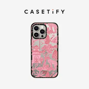 CASETiFY Cheetah Paradise Pink iPhone 16/15/14 Series Phone Case MagSafe Clear/Impact- Clear/Black