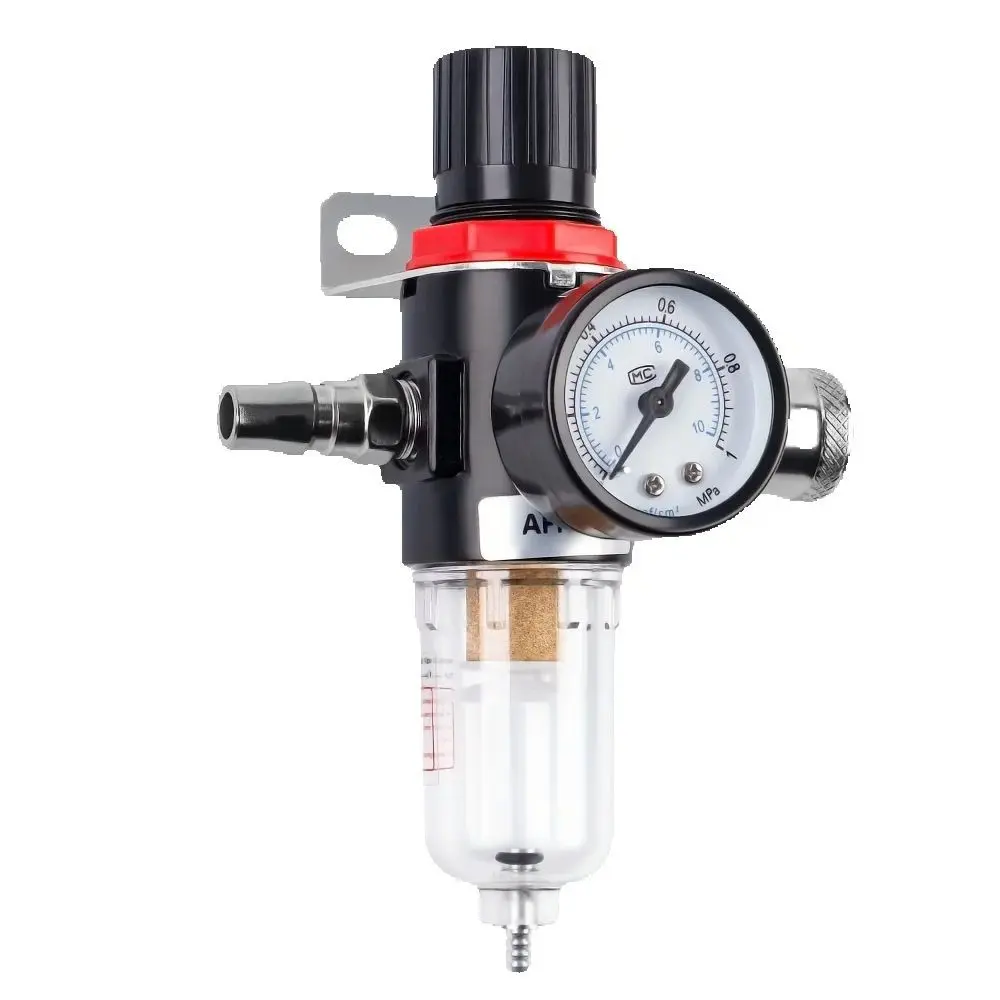 Afr-2000 Pneumatic Filter Regulator Kit 1/4", Air Treatment Unit with Oil Water Separator, Pressure Gauge, Pm20/sm20 Connectors, Air Compressor Attachments, Compressor Accessories