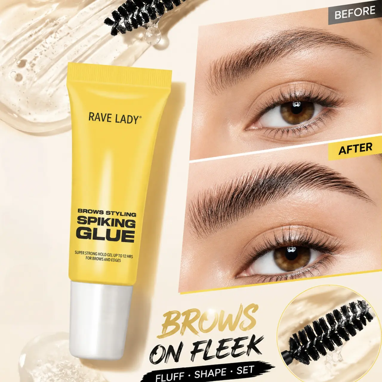 Transparent waterproof eyebrow styling gel with brush - long-lasting hold, suitable for all eyebrow types, clear brow shape, lightweight formula, a daily makeup essential, Cosmetic, Brow Enhancer