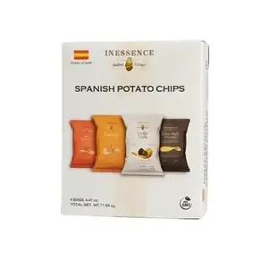 Inessence Spanish Potato Chips Variety Pack 4-4.41oz Truffle Chorizo Jamón Ibérico Extra Thick Authentic Gourmet Snacks from Spain Non-GMO Crunchy Crispy