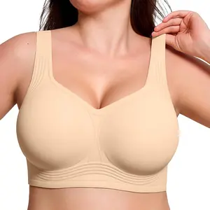 Jelly Bras for Women No Underwire Wireless Bra with Support and Lift Full Coverage Plus Size Seamless Comfy Bra