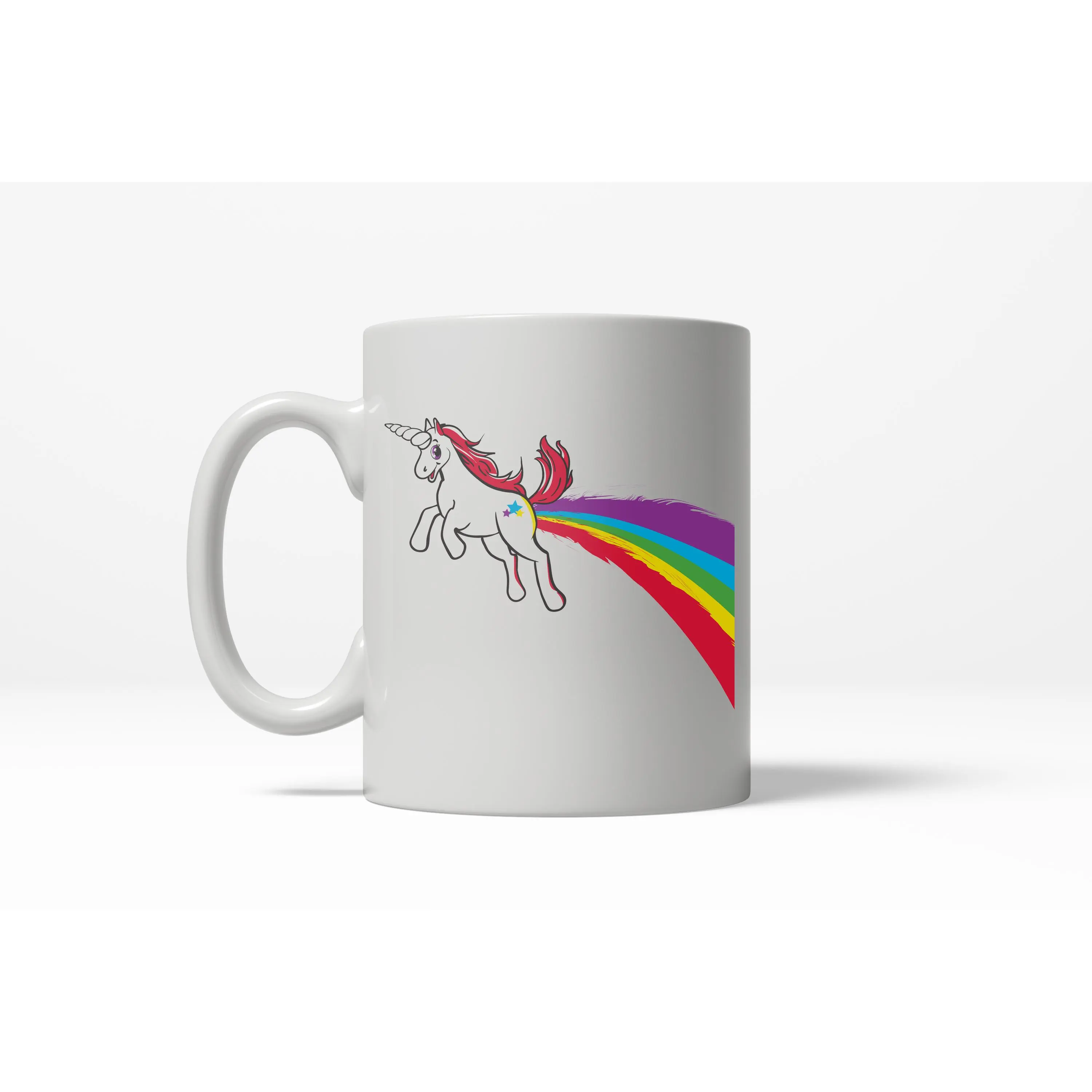 Unicorn Farting Funny Rainbow Magical Ceramic Coffee Drinking Mug - 11oz Funny Coffee Mugs Ceramic Printed Drinkware Cup
