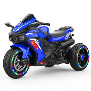 12V Battery-Powered Toddler Tricycle Ride-On Car, 3-Wheel Trike with LED Lights, Bluetooth Music, Non-Slip Grips, 1-Key Start, Blue (Toys & Hobbies, Sports & Outdoor Play, Ride-On Toys)